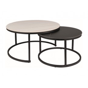 Комплект SIGNAL FERRANTE B (2 стола журнальных) белый мрамор/черный мрамор/черный мат